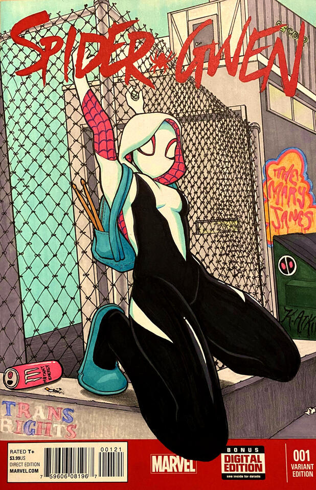 Sketch cover for Spider-Gwen #1. Traditionally penciled, inked, & colored.